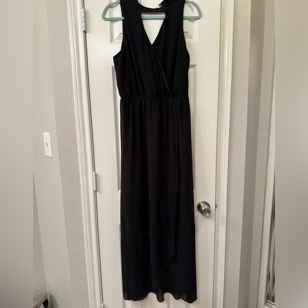 Black halter maxi dress